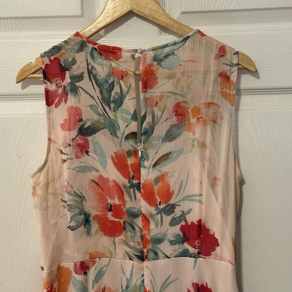 Calvin Klein Floral Chiffon High Low Dress Pink Multi Size 14 Excellent - Picture 5 of 9